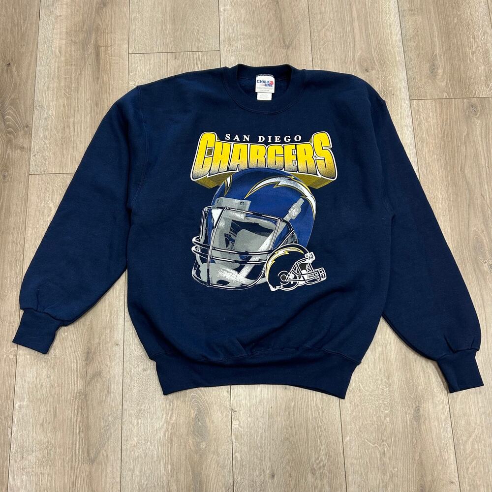 Vintage 90s San Diego Chargers Helmet Logo Navy Crewneck Sweater size Medium M